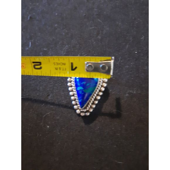 Azurite Lapis Sterling Silver Teardrop Solitaire Earrings - Picture 6 of 6